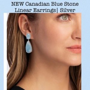 NEW Canadian Blue Stone Linear Earrings| Silver Gold plated